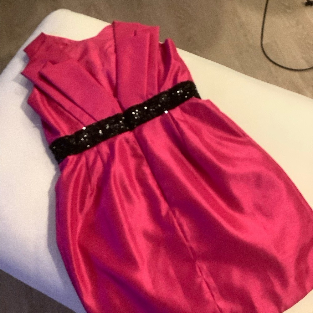 Love Carmen Hot Pink Black Sequins Dress Size 8 Valentine Party Cocktail Sparkle - Picture 4 of 6